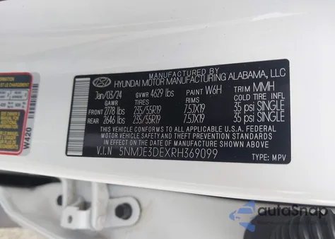 2024 Hyundai Tucson Limited z USA, uszkodzony, nr VIN 5NMJE3DEXRH369099